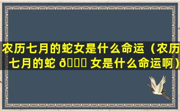 农历七月的蛇女是什么命运（农历七月的蛇 🐝 女是什么命运啊）